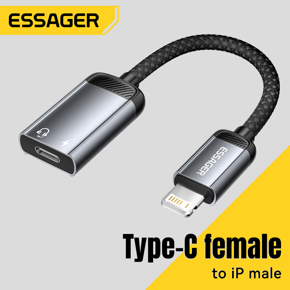 Wired Earphone Lightning - Essager-C Cable adaptador de Audio tipo